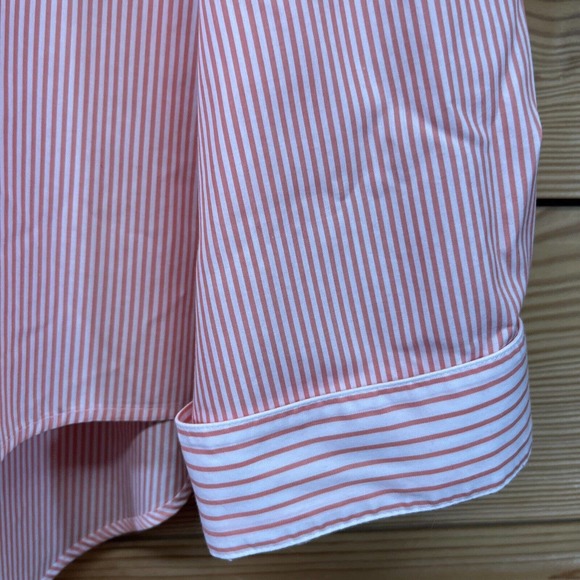 Chicos 3 XL Shirt Orange White Stripe Tie Waist Contrast Cuff Cotton B83 - Picture 5 of 11